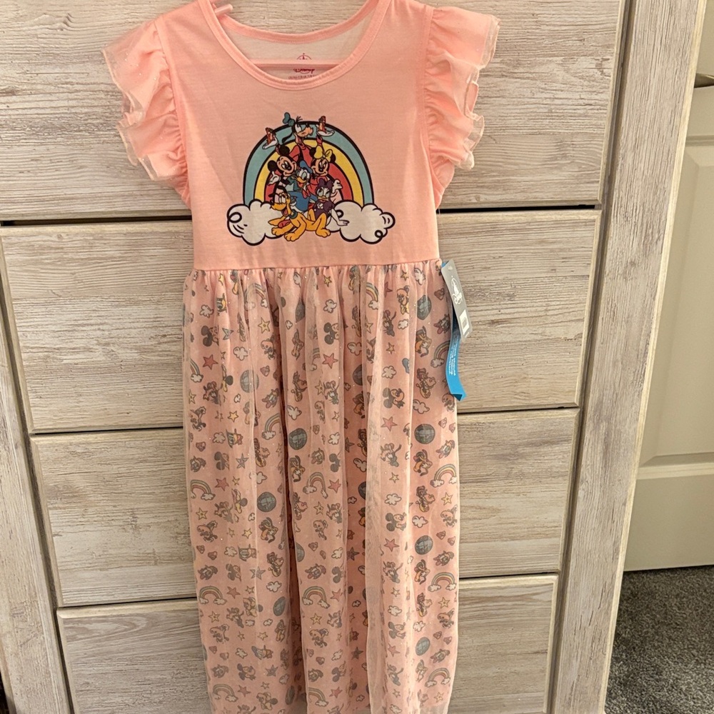Disney Peach Dress with Cartoon Characters